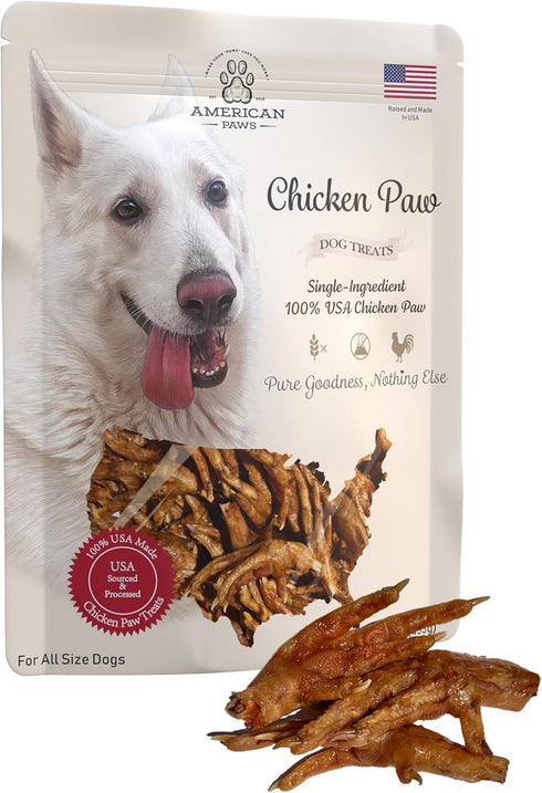 Dehydrated Chicken Feet Dog Treats (1 lb, about 28-Pack) Made and Sourced in USA, Only One Ingredient, No Additives.