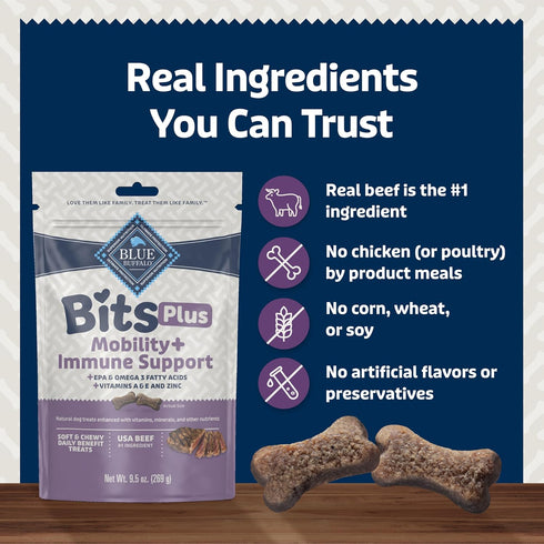 Immune 9.5-oz. Blue Buffalo Blue Bits Plus Mobility and Support Daily Benefit Dog Treats, Soft & Chewy Beef Morsels