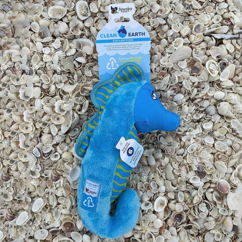 100% Spunky Pup Clean Earth Recycled Seahorse Dog Toy | Made from Recycled Water Bottles | Eco-Friendly | Squeaker |