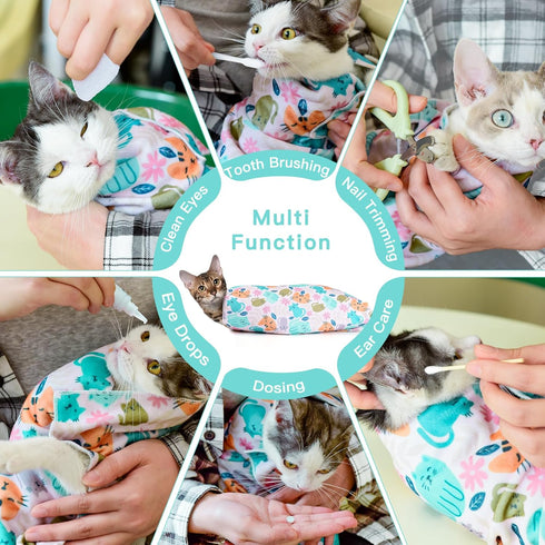 33.5" 6-18 lbs Cat Wrap for Grooming, Maximum, Self-Adherent Soft Cat Blanket for Nail Clipping, Anti-Scratch-Escape