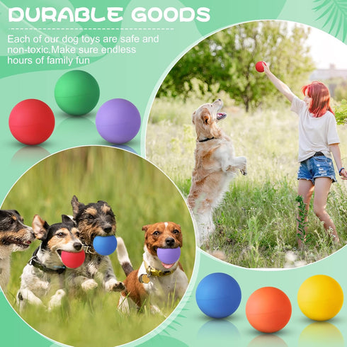12 Pieces Colorful Rubber Dog Balls Tennis Balls for Fetch Training, 2.4 Inch Interactive Bounce and Floatable