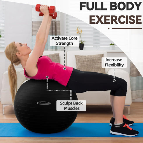 Anti-Burst Fitness Exercise Ball with Quick Pump - Yoga & Pilates