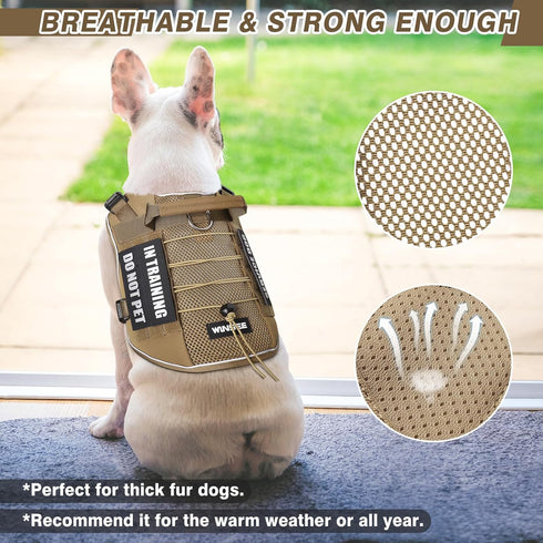 WINSEE Service Dog in Training Mesh Harness, Soft Air Mesh, Reflective Military Vest for Medium Dogs