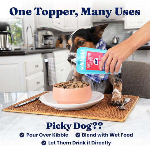Solid Gold Beef Bone Broth for Dogs - Grain Free Dog Food Topper Rich in Collagen and Superfoods - Nutrient Dense Dog