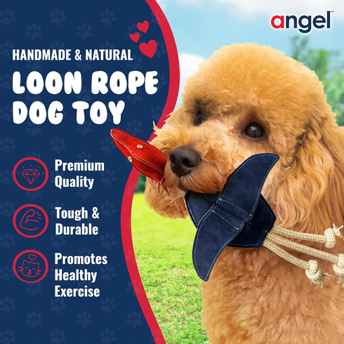 Angel Pet Supplies Loon Natural Rope Dog Toy | Durable Duck Dog Toy | Interactive & Mental Stimulation | Handmade Natural Puppy Toys