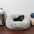 Furhaven 30" Round Calming Donut Dog Bed for Medium/Small Dogs, Refillable with Removable Washable Cover, Mist Gray,