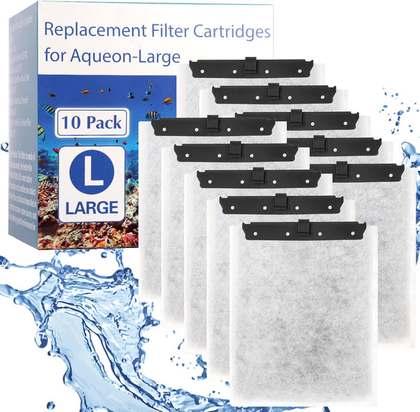 10 Pack Large Replacement Filter Cartridges for Aqueon QuietFlow Power Filter Size 20,30,50,55/75