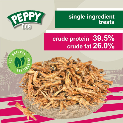 PEPPY DOG (100 All Natural Chicken Feet Dog Treats pcs) | Dehydrated for Freshness | Supports Joint Health