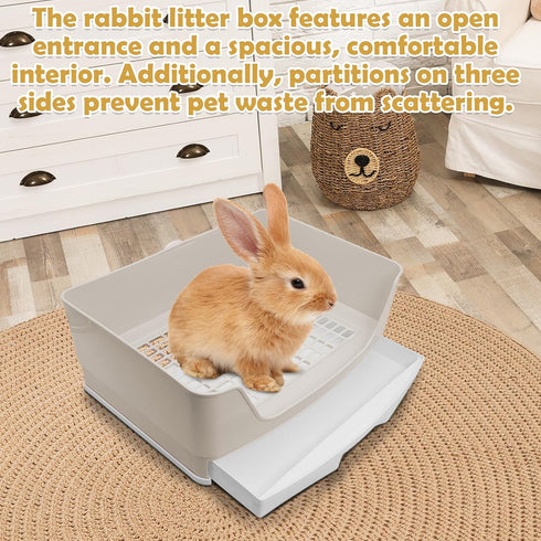 2PCS kathson Large Rabbit Litter Box Trainer, Potty Corner Toilet with Drawer Bigger Pet Pan for Adult Hamster, Guinea