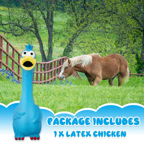Hungdao 1 Pcs Horse Toys, Latex Squeaky Chicken Squeak Balls for Horses (Blue)
