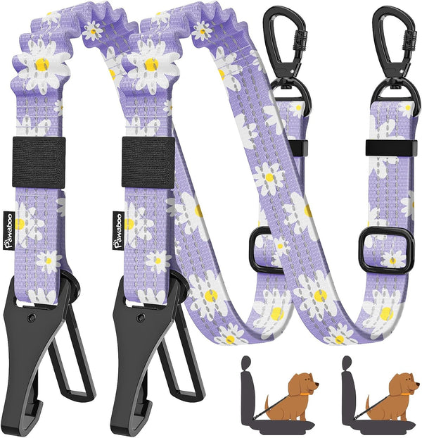 Pawaboo 2Pack Dog Seatbelt for Car, 3-in-1 Dog Car Seat Belt Bungee,