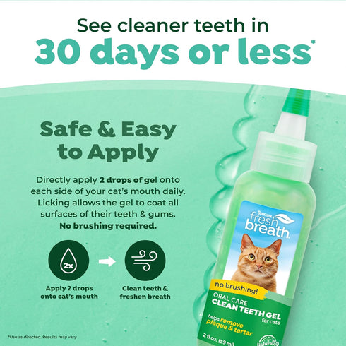 2oz. TropiClean Fresh Breath Cat Toothpaste for Teeth Cleaning, Breath Freshener, Easy to Use Plaque & Tartar Remover