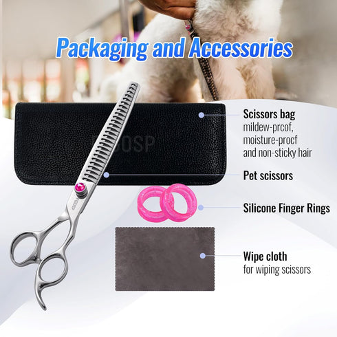Chunkers Dog Grooming Scissors 7.5 in - Professional Thinning Shears for Dogs, Japan 440C, 70% Thinning Rate, 24 Teeth