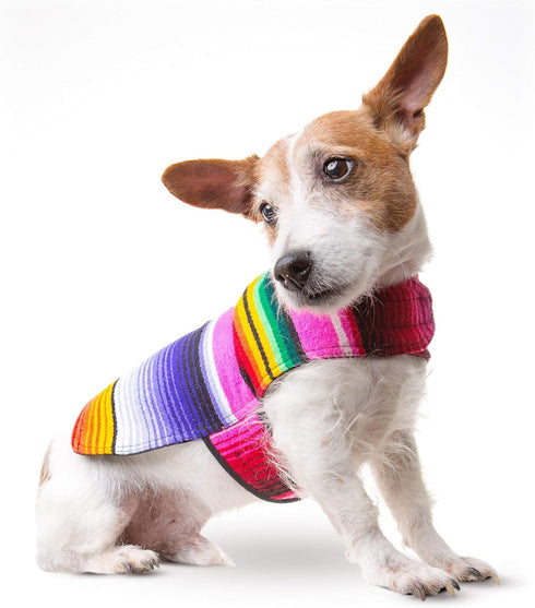 Handmade Dog Poncho for Chihuahua - Cinco De Mayo Costume from Authentic Mexican Blanket (Pink, XXS)