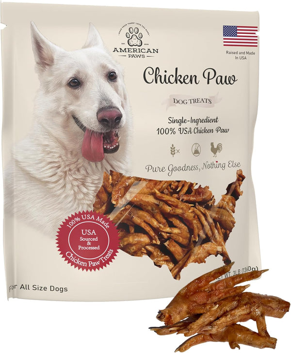 American Paws Dehydrated Chicken Feet Dog Treats, Only One Ingredient, No Additives,