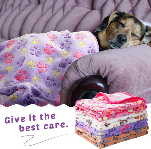 Tegeme 8 Animal(24 16 Inch,Mixed Pcs Fleece Dog Blankets for Small Dogs Cat Soft Coral Velvet Warm Sleep Mat Fluffy Dog