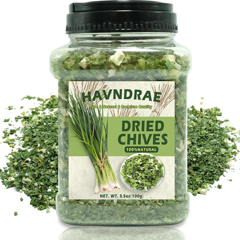 3.53 oz Premium Freeze-Dried Chives Flakes, Natural Thin Delicate Chive Seasoning for