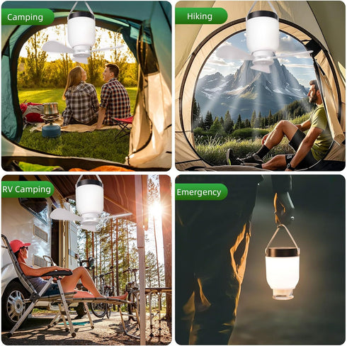 8000mAh HOYECHI Camping Accessories Fan with Light - Portable Rechargeable Tent Fan with Battery, Remote Control