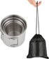 Stackable Camping Mug Stainless Steel Portable Cups with Folding Handle & Mesh Bag for Touring Trips Outdoor Camping Campfire Hiking Picnic 4 Piece Set 7.44oz, 11.16oz, 16.9oz, 22.3oz by Wulisan