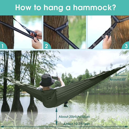 G4Free Large Camping Hammock - 2 Person with Mosquito Net, Lightweight for Outdoor Backpacking