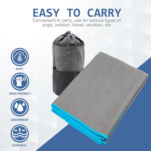 Hot Yoga Towel - Microfiber Non Slip Sweat Absorbent Towel for Hot Yoga, Pilates and Fitness 72" x 24"