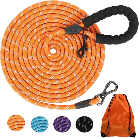 Long Dog Leash for Training 16FT/30FT/50FT/100FT, Reflective with Lockable Hook, Heavy Duty Lead for Large Medium Small