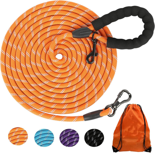 Long Dog Leash for Training 16FT/30FT/50FT/100FT, Reflective with Lockable Hook, Heavy Duty Lead for Large Medium Small