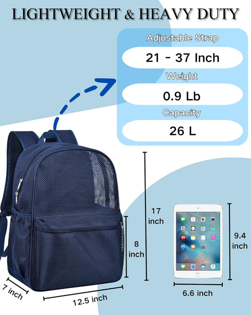 Paxiland Mesh Backpack, Lightweight See Through Backpack for Commuting, Swimming, Travel, Beach