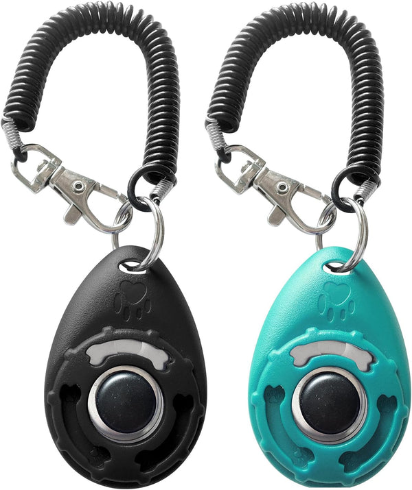 Pet Training Clicker with Wrist Strap, Dog Training Clickers (New Black + Blue)