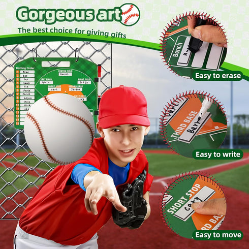 Magnetic Baseball Lineup Board with 40 Sheets Lineup Cards for Coaches, Dugout Accessories