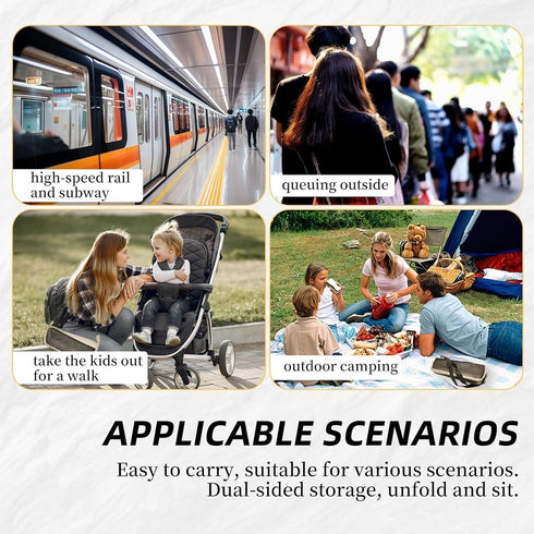XOMIUHL 2PCS Backpack 8 Foldable Stool, Handbag Style Pocket Foldable Chair, Collapsible Camping Chairs with Sling Bag