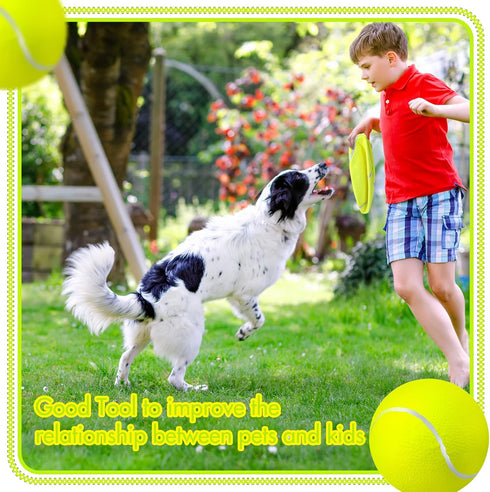 Sratte 6 Pieces Large Giant Tennis Ball for Dogs - 9.5'' Inflatable Toy Balls for Indoor Outdoor Training (Fluorescent