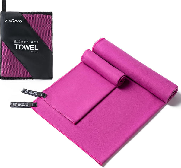Aegero Camping Towel,2 Pack Microfiber Travel Sports Towel,Quick Dry-Super Absorbent-Ultra Compact-Ultra Soft- Lightweight.Suitable