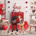 6 Pcs Valentine's Day Dog Costume Set, Including 2 Pcs Red Heart Headband, 2 Pcs Buffalo Plaid Bandana
