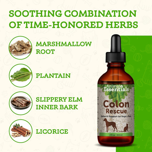 Animal Essentials Colon Rescue for Dogs & Cats, Herbal Laxative, 2 Fl Oz, Stool Softener