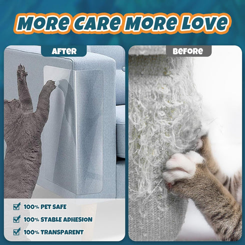 ?NO PINS Pain? Cat Scratch Furniture Protector, Thicken Self-Adhesive Couch Protector from Cat Claws, 150"x12"