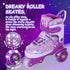 4 Nattork Toddler Roller Skates for Girls, Adjustable Sizes Tri-Wheel Skates for Beginner Kids with Light-Up Wheels