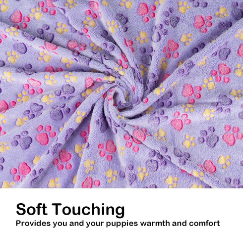 Dono 1 Pack 2 Dog Blankets, Soft Fluffy Cute Paw Pattern Fleece Pet Blanket, Warm Sleep Mat, Cute Print Design Puppy