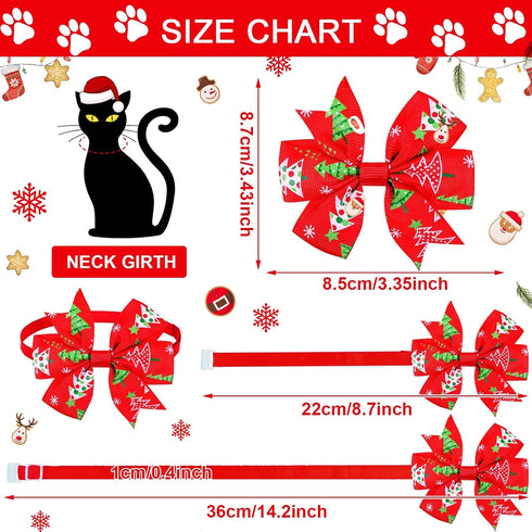 Maitys 80 Pcs Christmas Dog Collar with Bow, Snowman, Snowflake, Christmas Tree, Adjustable Neckties for Pets