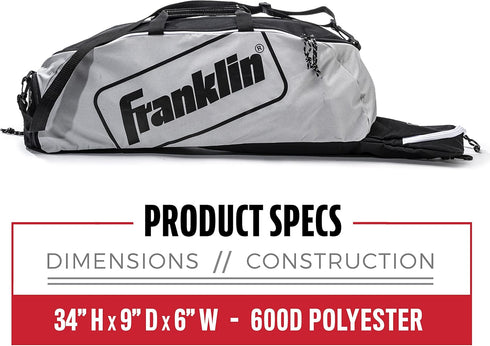 Franklin Sports Youth Baseball Bat Bag for Teeball, Softball, Baseball Equipment