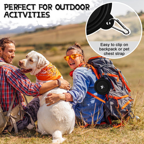 Rest-Eazzzy 2-Pack Large Collapsible Dog Bowls 1000 ml, Portable Water Bowl for Dogs Cats with 2 Carabiners, BPA Free