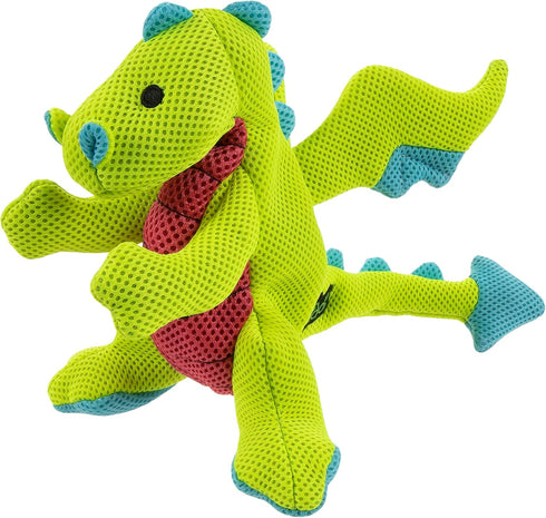 goDog Dragons Squeaky Plush Dog Toy - Green, Small with Enhanced Chew Guard