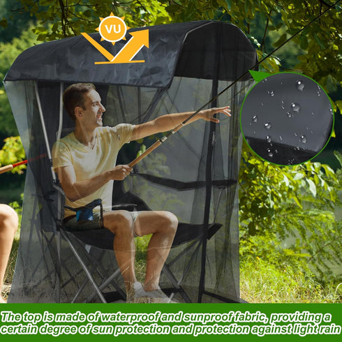 Emsiok 63"H 35"X32" Mosquito Net Cover for Canopy Chair, Bug Barrier Mosquitos Mesh Tent Black Chair Mosquito Netting
