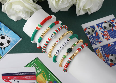 Poasrelax Set 7pcs World Soccer Game-day Cup Bracelet Stack