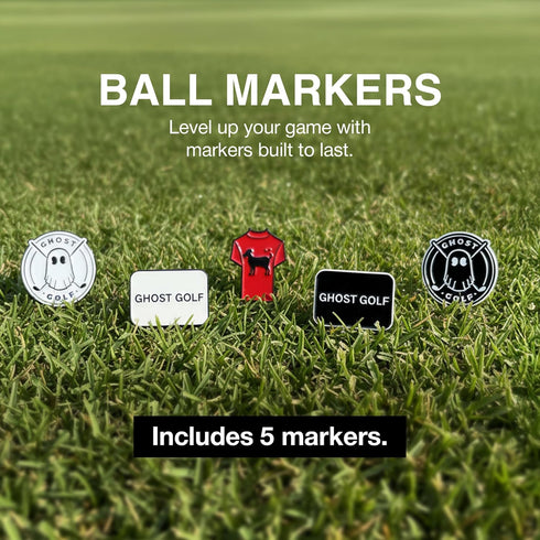 5-Pack Ghost Golf Ball Markers, - Magnetic Ball Marker Tool for Hat Clip or Divot Tool - Cast Stainless Steel - Cool