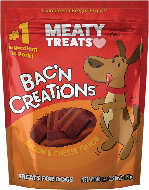 Bac'n Creations Bacon & Cheese Flavor Dog Treats - 40-oz