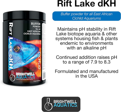 Brightwell Aquatics Rift Lake dKH - Alkalinity Increasing Buffer Powder for East African Cichlid Aquariums, 250-g