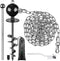 SELEWARE Outdoor Dog Tie Out Stake - Anti-Rust Anchor with Stainless Steel Chains for Large Dogs, 15 ft Long
