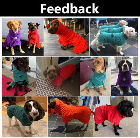 Morezi Dog Bathrobe Robes for After Bath Shower Drying Towel for Small Medium Large Breeds - Blue - S