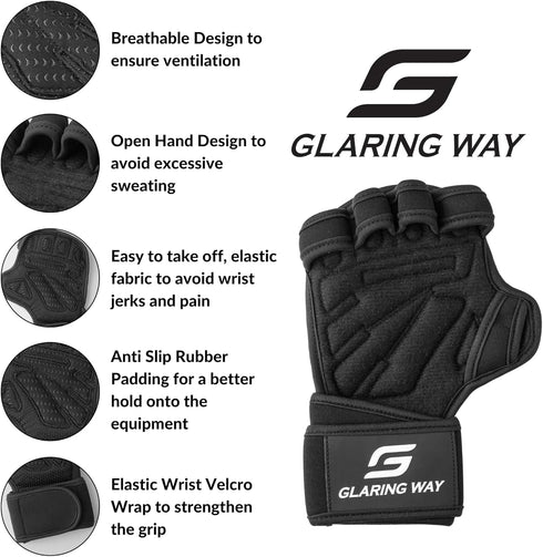 Glaring Way Neoprene Padded Weight Lifting Gloves for Men and Women - Ventilated Workout Gloves for Athletes Gym